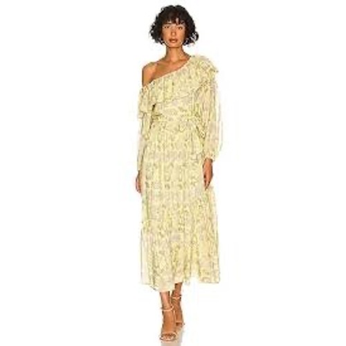 Revolve Astr The Label Maxi Dress Floral Print Ruffle Neckline Long Sleeve M — image 4 of 5
